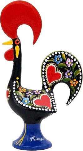 Galos 8 Inch Good Luck Portuguese Rooster Barcelos Metallic Figurine for Kitchen Decor (Black) in Saudi Arabia