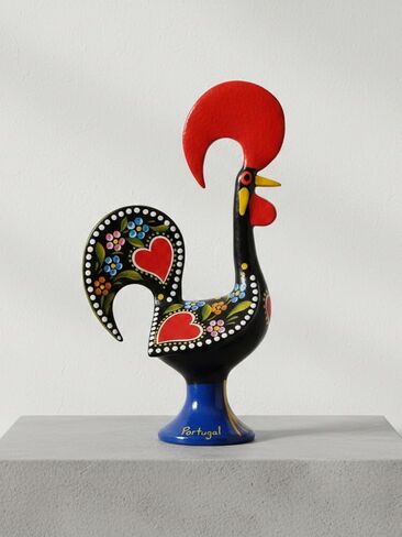 Galos 8 Inch Good Luck Portuguese Rooster Barcelos Metallic Figurine for Kitchen Decor (Black) in Saudi Arabia