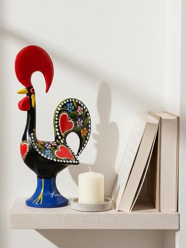 Galos 8 Inch Good Luck Portuguese Rooster Barcelos Metallic Figurine for Kitchen Decor (Black) in Saudi Arabia