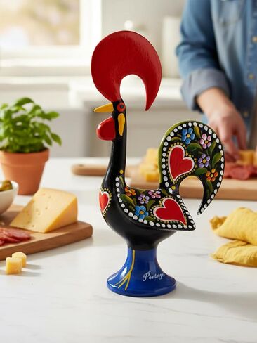 Galos 8 Inch Good Luck Portuguese Rooster Barcelos Metallic Figurine for Kitchen Decor (Black) in Saudi Arabia
