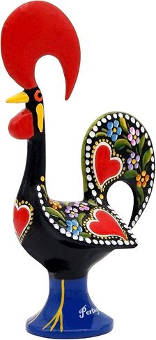 Galos 8 Inch Good Luck Portuguese Rooster Barcelos Metallic Figurine for Kitchen Decor (Black) in Saudi Arabia