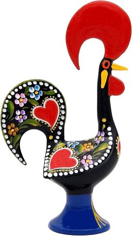 Galos 8 Inch Good Luck Portuguese Rooster Barcelos Metallic Figurine for Kitchen Decor (Black) in Saudi Arabia