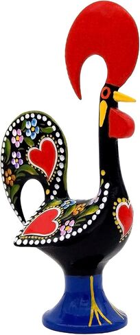 Galos 8 Inch Good Luck Portuguese Rooster Barcelos Metallic Figurine for Kitchen Decor (Black) in Saudi Arabia