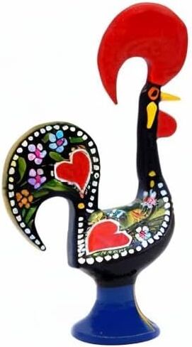 Galos 8 Inch Good Luck Portuguese Rooster Barcelos Metallic Figurine for Kitchen Decor (Black) in Saudi Arabia