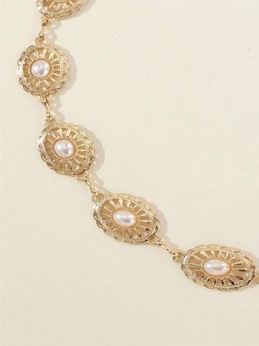Bohemian Vintage Ethnic Waist Chain for Women, Pearl Decorated Belly Chain, Retro Gold Tone Waist Belt for Beach, Festival & Daily Wear in Kuwait