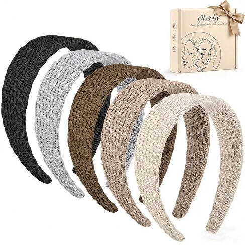 obeoby 5Pack Wide Headbands for Women, 1.57 inch Trendy Head Bands for Women's Hair Solid Neutral Hair Bands for Girls Teacher Gifts in Saudi Arabia
