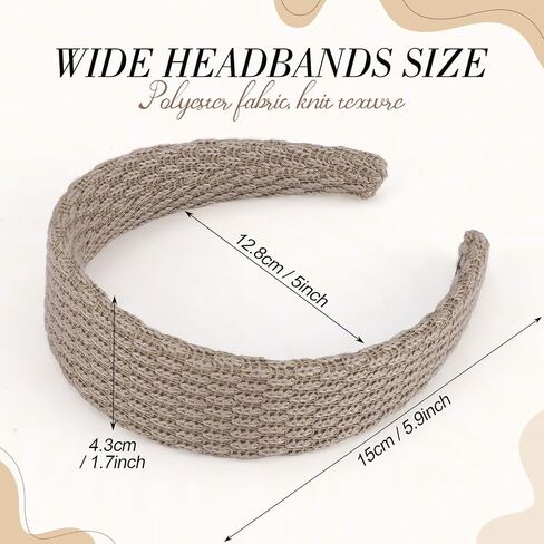 obeoby 5Pack Wide Headbands for Women, 1.57 inch Trendy Head Bands for Women's Hair Solid Neutral Hair Bands for Girls Teacher Gifts in Saudi Arabia