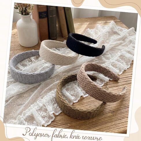 obeoby 5Pack Wide Headbands for Women, 1.57 inch Trendy Head Bands for Women's Hair Solid Neutral Hair Bands for Girls Teacher Gifts in Saudi Arabia