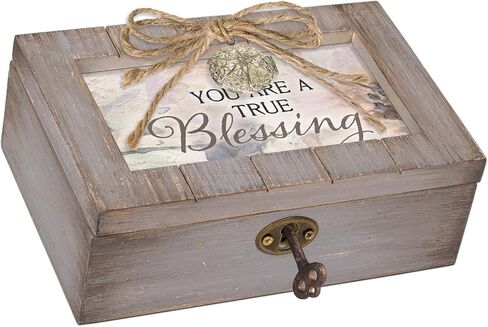 Cottage Garden You are A True Blessing Grey Distressed Locket Petite Music Box Plays Amazing Grace in Kuwait