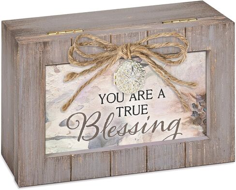 Cottage Garden You are A True Blessing Grey Distressed Locket Petite Music Box Plays Amazing Grace in Kuwait