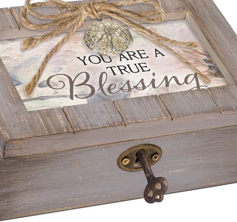 Cottage Garden You are A True Blessing Grey Distressed Locket Petite Music Box Plays Amazing Grace in Kuwait