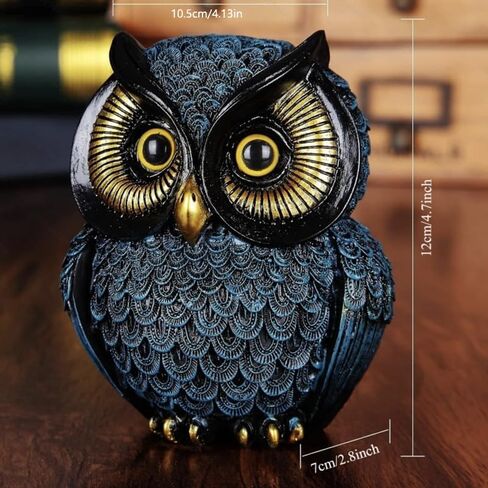 Owl Statue Home Decor, Small Figurines for Shelves, Office, Living Room, Decorative Gift for Owl Lovers (Black Gold) in Kuwait