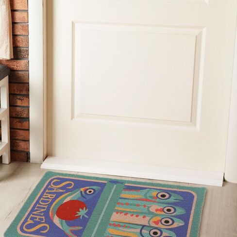 Tinideya Sardine Can Coir Doormat Funny Summer Welcome Front Door Mat for Indoor and Outdoor 18x30 Inches Durable PVC Artificial Coir Rug for Patio, Entryway, Beach House Decor, Non Slip Doormat in Kuwait