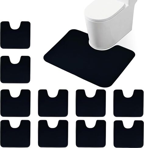 10Pack Disposable Toilet Mats U-Shaped 24x20, Non Slip Bathroom Rug Potty Training Toilet Rugs Floor Protector from Urine Quick Dry Urine Absorption for Bathroom, Black in Saudi Arabia