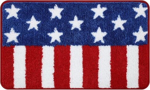 Moutina American Flag Patriotic Bathroom Rugs 17x29 Inch, Soft and Absorbent Tufted 4th of July Rug Non Slip Washable, Memorial Day Bathroom Decor Bath Mat Holiday Decorations in Kuwait