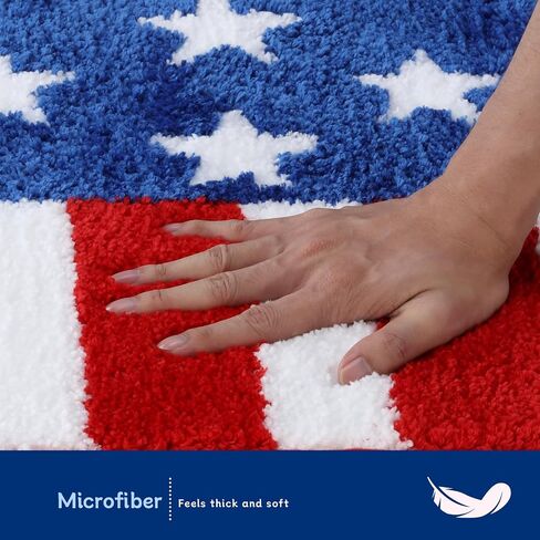 Moutina American Flag Patriotic Bathroom Rugs 17x29 Inch, Soft and Absorbent Tufted 4th of July Rug Non Slip Washable, Memorial Day Bathroom Decor Bath Mat Holiday Decorations in Kuwait