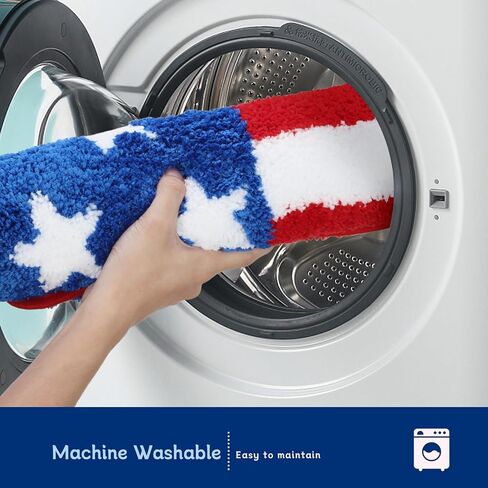 Moutina American Flag Patriotic Bathroom Rugs 17x29 Inch, Soft and Absorbent Tufted 4th of July Rug Non Slip Washable, Memorial Day Bathroom Decor Bath Mat Holiday Decorations in Kuwait