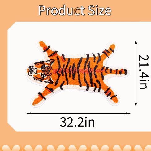 Tiger Bath Mat for Bathroom, Cute Orange Tiger Cartoon Non Slip Animal Shaped Absorbent Small Bathtub Rug Bathroom Decor Aesthetic Plush Shower Rugs 21.4inx32.2in in Saudi Arabia