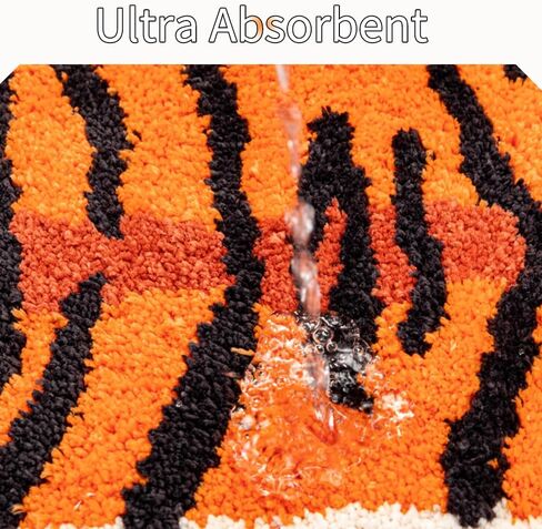 Tiger Bath Mat for Bathroom, Cute Orange Tiger Cartoon Non Slip Animal Shaped Absorbent Small Bathtub Rug Bathroom Decor Aesthetic Plush Shower Rugs 21.4inx32.2in in Saudi Arabia