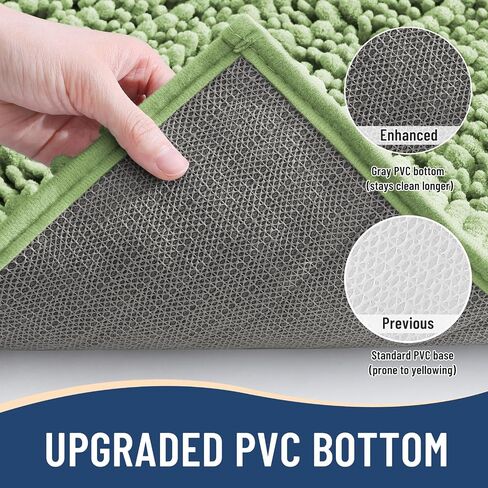 Arotive Luxury Chenille Bathroom Rugs 3 Piece with Toilet Lid Cover, Shaggy Soft and Absorbent Bath Rug, Non-Slip, Machine Washable Bath Mats for Bathroom(24x16+24x20+17.5x15, Sage Green) in Saudi Arabia