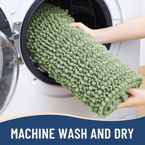 Arotive Luxury Chenille Bathroom Rugs 3 Piece with Toilet Lid Cover, Shaggy Soft and Absorbent Bath Rug, Non-Slip, Machine Washable Bath Mats for Bathroom(24x16+24x20+17.5x15, Sage Green) in Saudi Arabia