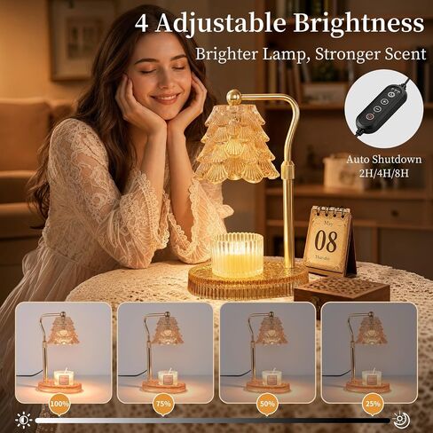 Candle Warmer Lamp with Timer & Dimmer, Height Adjustable Candle Warming Light, Dimmable Wax Warmer Lamp for Scented Wax Jar Candles, Amber Candle Lamp for Gifts for Women, Housewarming in Kuwait