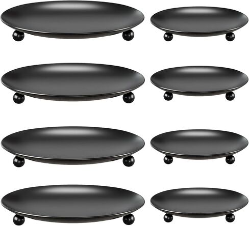 8 PCS Black Iron Candle Stick Holders for Pillar Candles, Candle Stand Tray for Table Decor, Available for Weddings, Holidays, Birthday Parties in Saudi Arabia