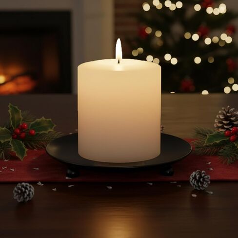 8 PCS Black Iron Candle Stick Holders for Pillar Candles, Candle Stand Tray for Table Decor, Available for Weddings, Holidays, Birthday Parties in Saudi Arabia