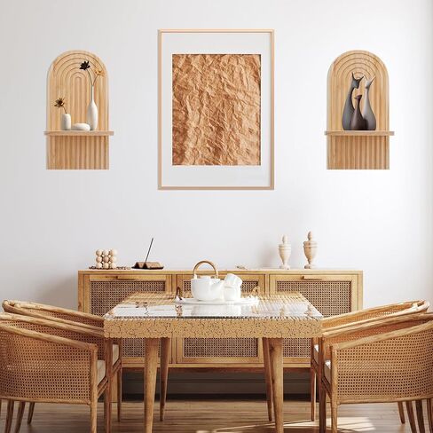 Boho Wall Candle Sconces Set of 2, Modern Rainbow Wall Candle Holders Natural Wooden Hanging Shelves for Fireplace Mantel Living Room Bedroom Dining Room Decor Accessories in Saudi Arabia