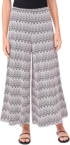 Vince Camuto Women's Zig Zag Pull on Wide Leg Pant in Kuwait