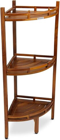 رف دش زاوية من TeakCraft من خشب الساج، 3 طبقات، 14 عرض × 14 طول × 39.5 ارتفاع، مجمع بالكامل، OM in Kuwait
