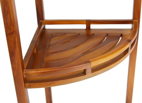 رف دش زاوية من TeakCraft من خشب الساج، 3 طبقات، 14 عرض × 14 طول × 39.5 ارتفاع، مجمع بالكامل، OM in Kuwait