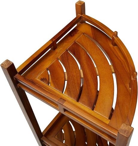 رف دش زاوية من TeakCraft من خشب الساج، 3 طبقات، 14 عرض × 14 طول × 39.5 ارتفاع، مجمع بالكامل، OM in Kuwait