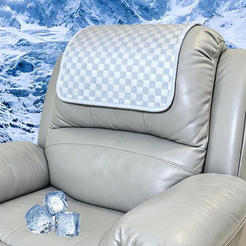 Cooling Headrest Cover for Recline Chair,Cool Breathable Headrest Protector for Hot Sleepers, Super Non-Slip Seat Cover for Sofa, Loveseat, Couch & Office Chair, Washable (Cool-Checkerboard) in Saudi Arabia