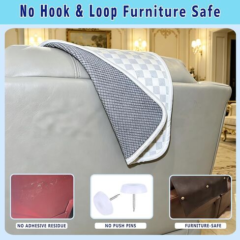 Cooling Headrest Cover for Recline Chair,Cool Breathable Headrest Protector for Hot Sleepers, Super Non-Slip Seat Cover for Sofa, Loveseat, Couch & Office Chair, Washable (Cool-Checkerboard) in Saudi Arabia