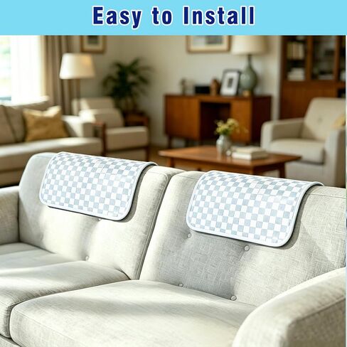 Cooling Headrest Cover for Recline Chair,Cool Breathable Headrest Protector for Hot Sleepers, Super Non-Slip Seat Cover for Sofa, Loveseat, Couch & Office Chair, Washable (Cool-Checkerboard) in Saudi Arabia