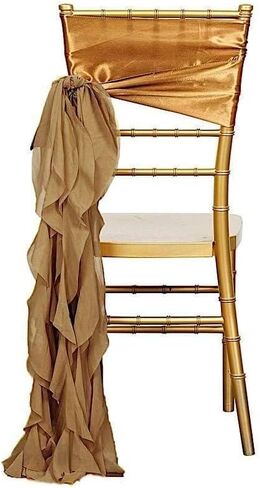 10 Sage Green Curly Chiffon Chair Sashes Bows Ties - Wedding Ceremony Reception Decorations Cheap Supplies Wholesale in Saudi Arabia