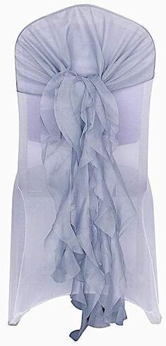 10 Sage Green Curly Chiffon Chair Sashes Bows Ties - Wedding Ceremony Reception Decorations Cheap Supplies Wholesale in Saudi Arabia