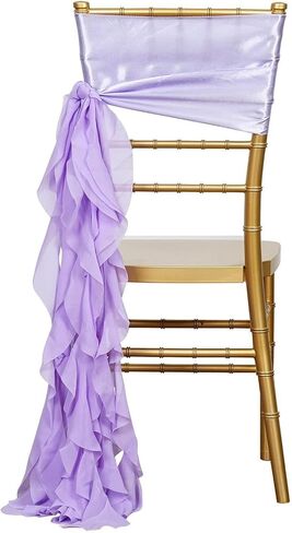 10 Sage Green Curly Chiffon Chair Sashes Bows Ties - Wedding Ceremony Reception Decorations Cheap Supplies Wholesale in Saudi Arabia