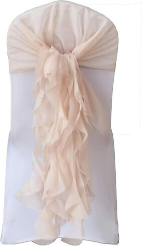 10 Sage Green Curly Chiffon Chair Sashes Bows Ties - Wedding Ceremony Reception Decorations Cheap Supplies Wholesale in Saudi Arabia