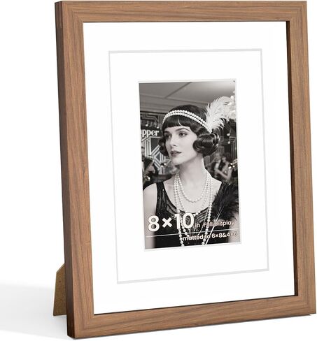24×30 Solid Walnut Wood Picture Frame, HD Glass, Double Mat for 16×20 Or 18×24 Photos, Premium Walnut Photo Frame, Vertical or Horizontal Wall Hanging or Leaning Display in Saudi Arabia