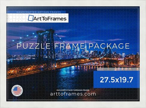 ArtToFrames 27.5x19.7 INCH / 70x50 CM White Frame for 1000 piece Puzzles.This 1.25 Inch Custom MDF Puzzle Frame is Soft White - Comes with Economy Acrylic (Puzzle5179-27.5x19.7) in Kuwait