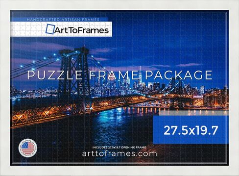 ArtToFrames 27.5x19.7 INCH / 70x50 CM White Frame for 1000 piece Puzzles.This 1.25 Inch Custom MDF Puzzle Frame is Soft White - Comes with Economy Acrylic (Puzzle5179-27.5x19.7) in Kuwait