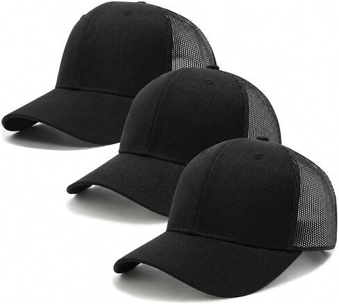 Men's Trucker Hats 3 Pack, Structured Mesh Baseball Cap with Adjustable Snapback, Classic Outdoor Hat for Men in Saudi Arabia