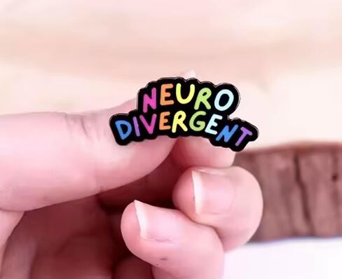 Neurodivergent Rainbow Neurodiversity Brain ADHD Autism Autistic ADHD OCD Bipolar Support Rights Neuro Divergent 1.4" Enamel Pin Badge in Kuwait