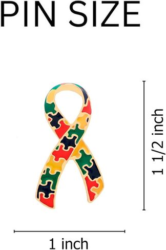 Large Autism Awareness Ribbon Pin with Colorful Puzzle Pieces – Asperger’s/Autism Ribbon Multi-Colored Lapel Pins Perfect for Asperger’s/Autism Awareness, Gift-Giving, Fundraising & More! in Kuwait