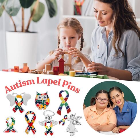 Large Autism Awareness Ribbon Pin with Colorful Puzzle Pieces – Asperger’s/Autism Ribbon Multi-Colored Lapel Pins Perfect for Asperger’s/Autism Awareness, Gift-Giving, Fundraising & More! in Kuwait