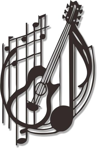 YATEASLU Guitar Wall Art - Guitar Decor,Metal Music Note Decor for Home, Unique Music Wall Art Gifts for Christmas, Thanksgiving - 14.6x9.4 Inch ﻿ in Saudi Arabia