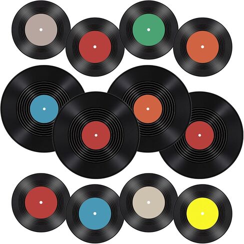 4 Pack 12in Blank Vinyl Record Decor, 8 Pack 7in Fake Vintage Record for Indie Wall Aesthetic Room Decor, 70s 80s 90s Rock & Roll Music Party, Retro Records for Home Living Room, Craft Display in Saudi Arabia