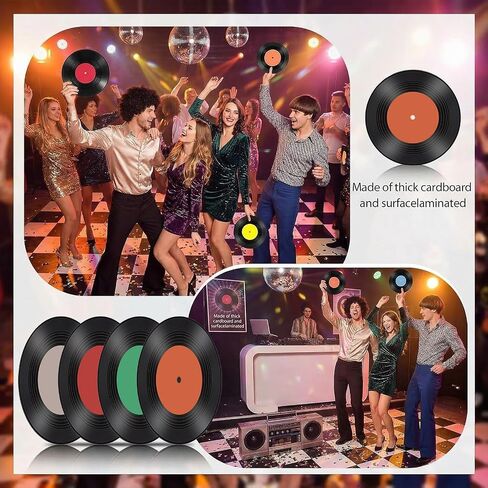 4 Pack 12in Blank Vinyl Record Decor, 8 Pack 7in Fake Vintage Record for Indie Wall Aesthetic Room Decor, 70s 80s 90s Rock & Roll Music Party, Retro Records for Home Living Room, Craft Display in Saudi Arabia